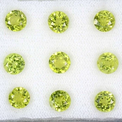Rund Schliff Nicht Erhitzt Top Rich Grün Peridot 9pcs 8.23ct 5.7mm Lot Edelstein - Bild 1 von 4