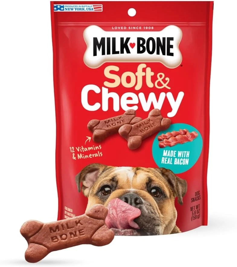 MILK-BONE Milk Bone Soft & Chewy Dog Treats Made With Real Bacon, 5.6 oz