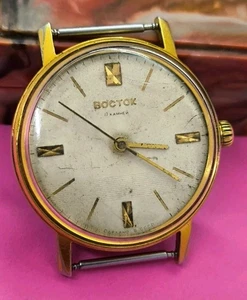 Vintage VOSTOK 2409 Gold Plated AU10 USSR Watch Soviet Old Classic 17 jewels - Picture 1 of 20