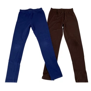 Cat & Jack/SC Girls Leggings Lot of 2 Brown Navy Blue Size 8 Solid Colors - Picture 1 of 9