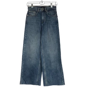 FRANK AND OAK - WOMEN'S 25 - BLUE NINA WIDE LEG DENIM JEANS - Picture 1 of 14