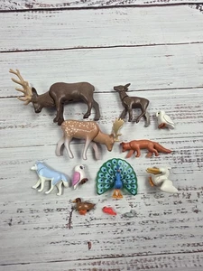 Playmobil Forest Animals Retired #6532 Owl Fox Deer (Moose?) + Peacock / Extras - Picture 1 of 8