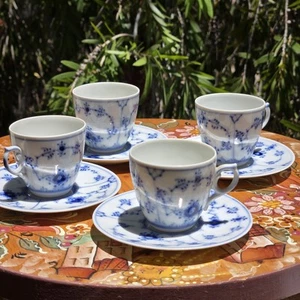 Royal Copenhagen BLUE FLUTED Plain #2308 Mini Demitasse Cup & Saucer Set Of Four - Picture 1 of 24
