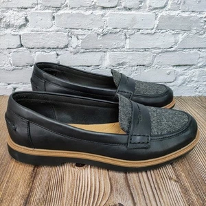 Clarks Raisie Eletta Loafer Damen 7 M schwarz Leder Schuhe Slipper Komfort Penny - Bild 1 von 13