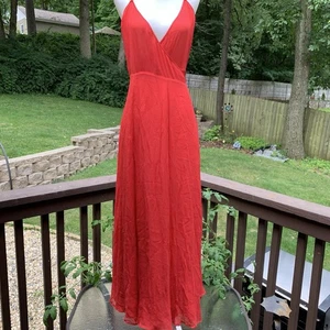 Maxi vestido envolvente 100 % seda rojo con marco para mujer talla M mediano - Imagen 1 de 8