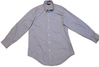 Lands End Mens Shirt 16-32 No Iron Pinpoint Oxford Long Sleeve Blue Striped - Image 1 of 4