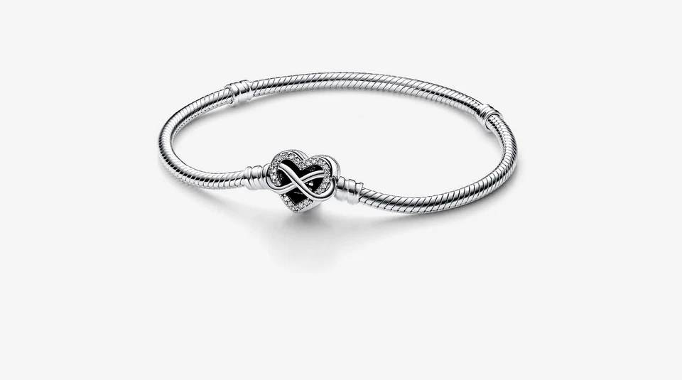 Pandora 592645c01-18 Bracciale Moments con maglia snake chiusura a cuore infinit - Immagine 1 di 1