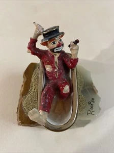 RON LEE Hobo Clown in Bathtub with Cigar on colorful onyx base, 1984 - Picture 1 of 5