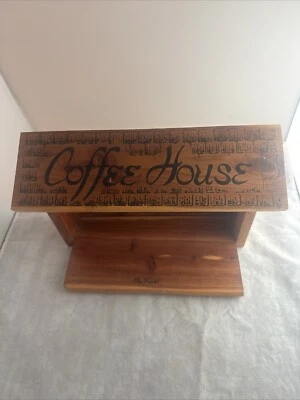Expositor de madera colgante The Ozarks cafetería contiene tazas de café/taza/crema/azúcar Foto 1 de 4