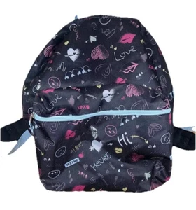 Girls Back Pack Black Two Zipper Compartments "Love" Back to School - Picture 1 of 4