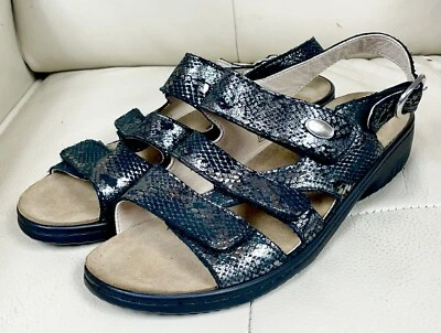 Flex-us Spring Step Sandals Women's “Acamar”Leather Black Metallic US 8M EUR 39 - Image 1 of 4