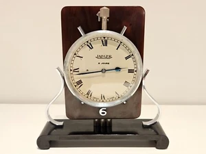 HORLOGE DE VOITURE SUISSE 8 JOURS VINTAGE ART DÉCO AVANT WW2 RARE DE COLLECTION "JAEGER" + SUPPORT - Photo 1/13