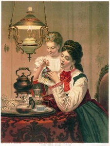 9604. Cartel de decoración. Habitación arte de pared. Decoración interior del hogar. Mamá victoriana e hija - Imagen 1 de 1