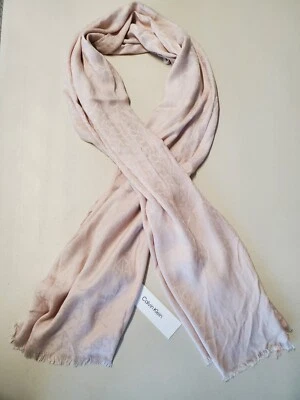 Women's Calvin Klein Fashion Scarf 27"x72" CK Monogram Logo NWT Almond Neutral - Image 1 of 4
