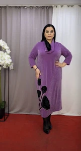 Darkwin lila Samt Blumen Kleid Gr. 18/1 Made in Turkey - Bild 1 von 10