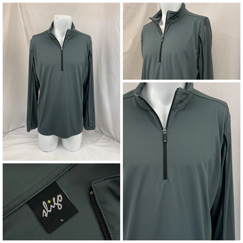Sligo Golf Pullover L Gray 1/4 Zip Poly Stretch Long Sleeve No Flaws YGI R1-153 - Image 1 of 4