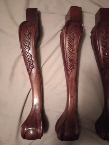 4 Solid Wood Antique Claw Foot Table Legs 17 inches to top Cover
