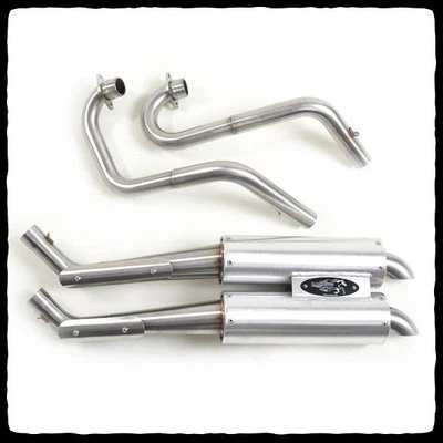 Tubo de escape Barkers sistema completo doble cepillado etiqueta negra Yamaha Grizzly 700 Foto 1 de 4