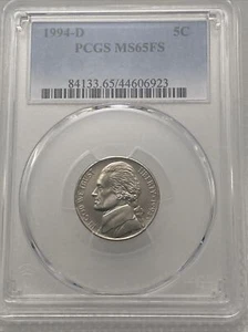 1994 D Jefferson Nickel 5c PCGS MS65FS - Full Steps - Pop 128- Only 68 Better - Picture 1 of 2