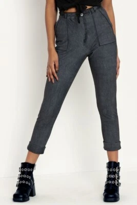 Pantalones de mezclilla BlackMilk Not Actually negros con puños talla mediana M NUEVOS NUEVOS CON ETIQUETAS Foto 1 de 4