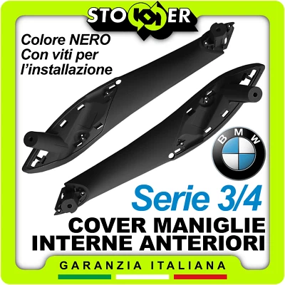 Coppia Maniglie Interne Anteriori Guida Passeggero Tiraporta BMW Serie 3/4 NERO - Image 1 of 4