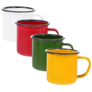 4 Pcs Vintage Enamel Mug Cup Travel Farmhouse Coffee Mugs Enamelware - Picture 1 of 12