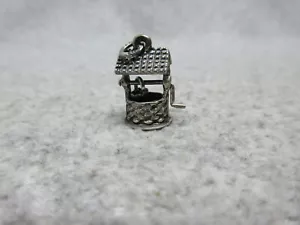 WISHING WELL STERLING SILVER Vintage BEAU CHARM Cranks Up + Down 3.3 Grams - Picture 1 of 4