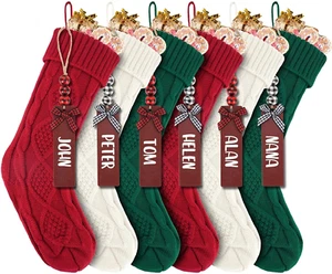 6PACK 18Inch Cable Knitted Christmas Stockings, Personalized Hanging Stockings f - Picture 1 of 12