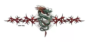 LUCKY DRAGON asiatische SCHLANGE grün & gold wasserdicht Aufkleber Tablette Tattoo Aufkleber - Bild 1 von 1
