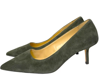 НОВЫЙ ANN TAYLOR ЗЕЛЕНЫЙ ЗАМШЕВАЯ КОЖА DAPHNE НАСОСЫ ТУФЛИ НА ВЫСОКОМ КАБЛУКЕ РАЗМЕР 7 - Изображение 1 из 4