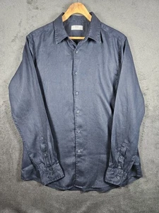 Uniqlo 100% Linen Button Up Shirt Navy Men's Size Large - Picture 1 of 13