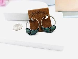 lucky brand vintage silver tone Enamel Butterfly hoop earrings - Picture 1 of 4