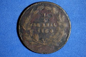 1860 Mexico Chihuahua "Quarto/Quartillo" 1/4 Real Copper Coin #M24357 - Picture 1 of 2