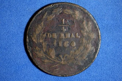 1860 Mexico Chihuahua "Quarto/Quartillo" 1/4 Real Copper Coin #M24357 - Image 1 of 2