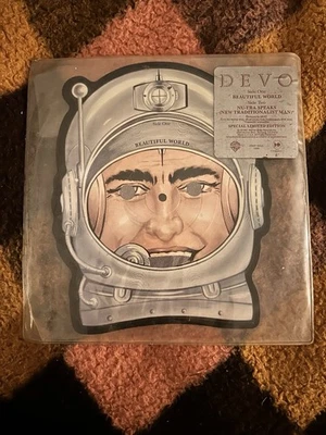 7" Shaped Picture Disc Devo Beautiful World 1981 Warner Bros. Ltd Ed - Image 1 of 4