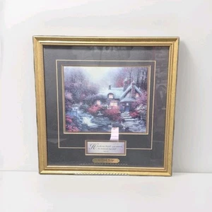 Thomas Kinkade "Swanbrooke Cottage" In Gold Frame 14" X 14" Psalm 23 - Picture 1 of 4