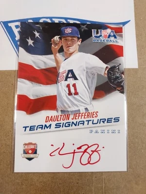 2015 Panini USA Baseball  Daulton Jefferies Red Ink Auto #17/25 A's Giants RC DJ - Image 1 of 3