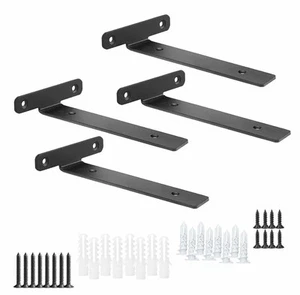 4 Pack Floating Shelf Brackets6 Inch Heavy Duty Industrial Wall Shelf Bracketbla - Picture 1 of 7