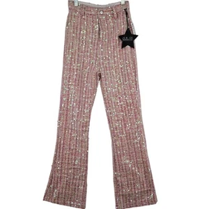 Stella 88 Girls 8-16 Pants Pink Blush Size Large Sequins Tweed Flare Party - Picture 1 of 11
