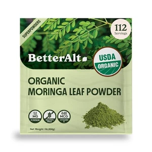 Polvo de moringa orgánica Better Alt, certificado por el USDA - 16 onzas (paquete de 1) - Imagen 1 de 8