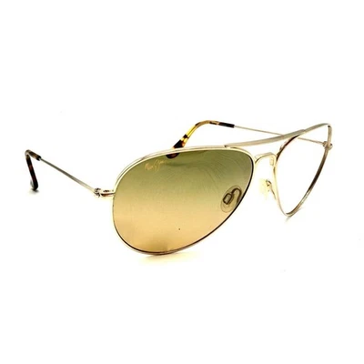 Maui Jim Mavericks MJ-264-16 Brown Gold Rim Aviator Sunglasses Frames 61-14 137 - Image 1 of 4