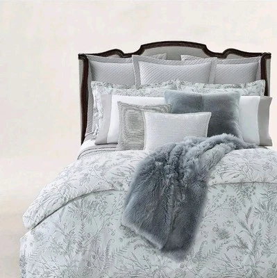 Ralph Lauren Genevieve Floral Full/Queen Duvet Cover Grey 92 X 96 In 100% Cotton - Image 1 of 4