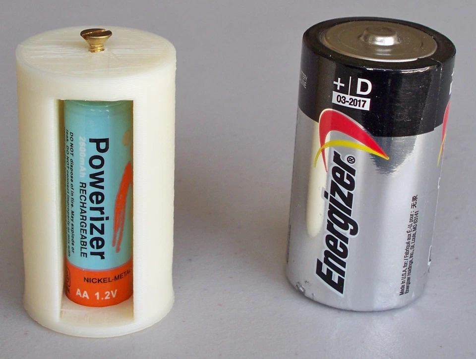 Adaptadores de batería iSmartHome impresos en 3D AA a tamaño D 2 piezas, especial de introducción Foto 1 de 4