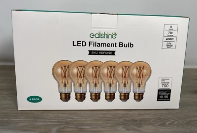 EDISHINE 6 Pack Vintage LED Edison Bulbs, Decorative Antique LED Filament Bulbs - Image 1 of 4