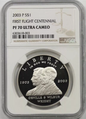 2003 FIRST FLIGHT Silver Dollar NGC PF70💥FLAWLESS QUALITY💥 - Image 1 of 4