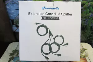 EXTENSION CORD 3 WAY SPILTTER JEWENWILS (25FT TOTAL) - Picture 1 of 3