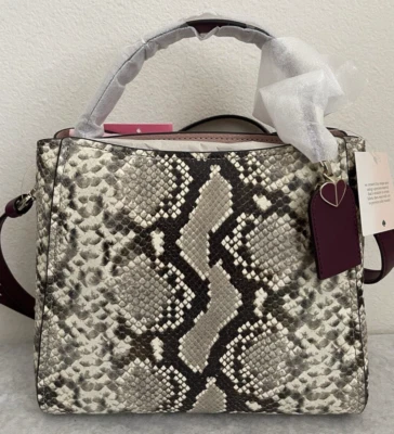 Bolso Cartera Pequeño Kate Spade Fleur Serpiente Repujado Asa Superior Nuevo con Etiquetas $398 PXRUA329 Foto 1 de 4