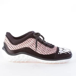 MIU MIU damen schuhe women Black satin and pink fabric sneaker with Swarovsky - Bild 1 von 8