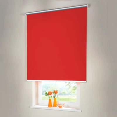 Verdunkelungsrollo Thermo Mittelzug Springrollo Rollo - Höhe 170 cm rot - Bild 1 von 3
