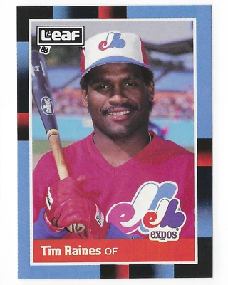 1988 Leaf Baseball #114 Tim Raines EXCELLENT/NEAR MINT 114 Montreal Expos - Image 1 of 2